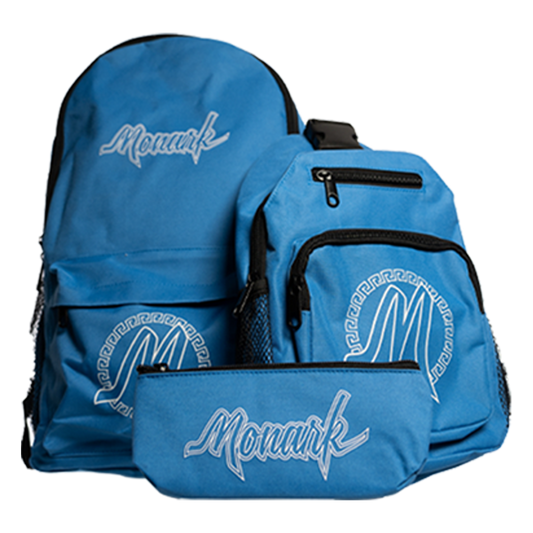 BLOWOUT! Blue Monark Backpack w/ Blue Shoulder Bag & Blue Pouch