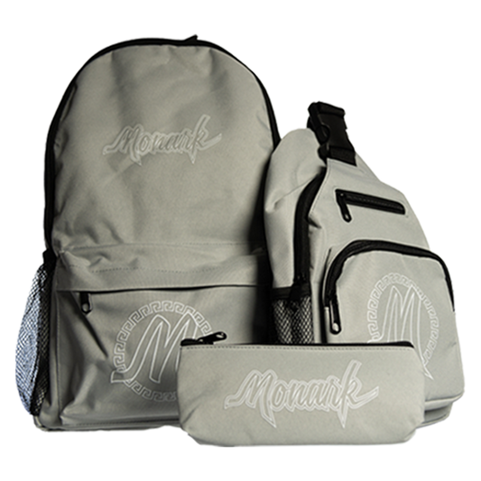 BLOWOUT! Gray Monark Backpack w/ Gray Shoulder Bag & Gray Pouch