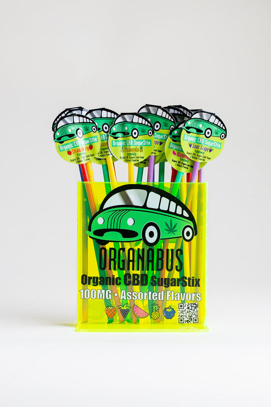 CBD SUGAR STIX DISPLAY (5 FLAVORS/5 EACH FLAVOR)