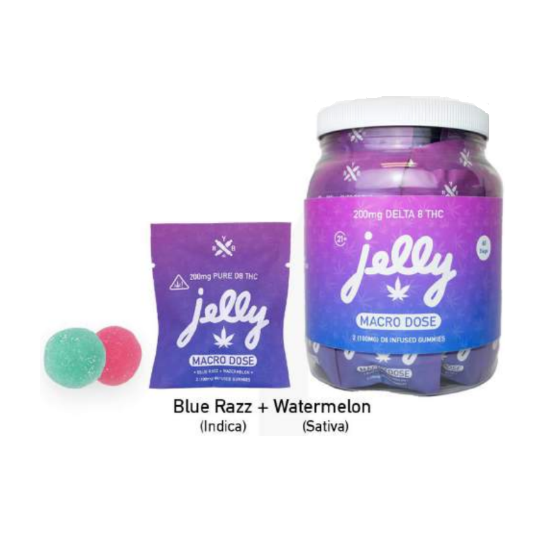 Jelly Macro D8 12,000mg Gummies-Blue Razz+Watermelon