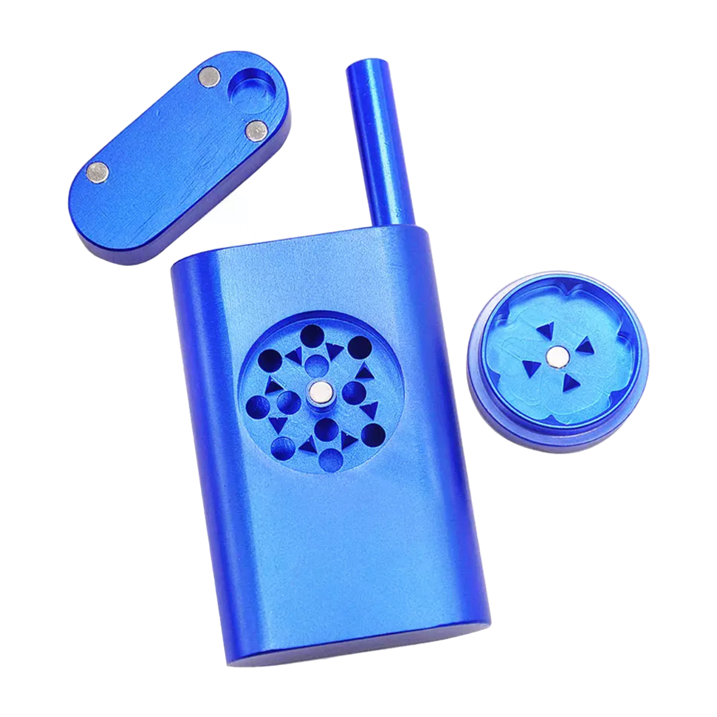 Metal Dugout w/Built in Grinder & Cigarette Bat. Magnetic Lid Closure