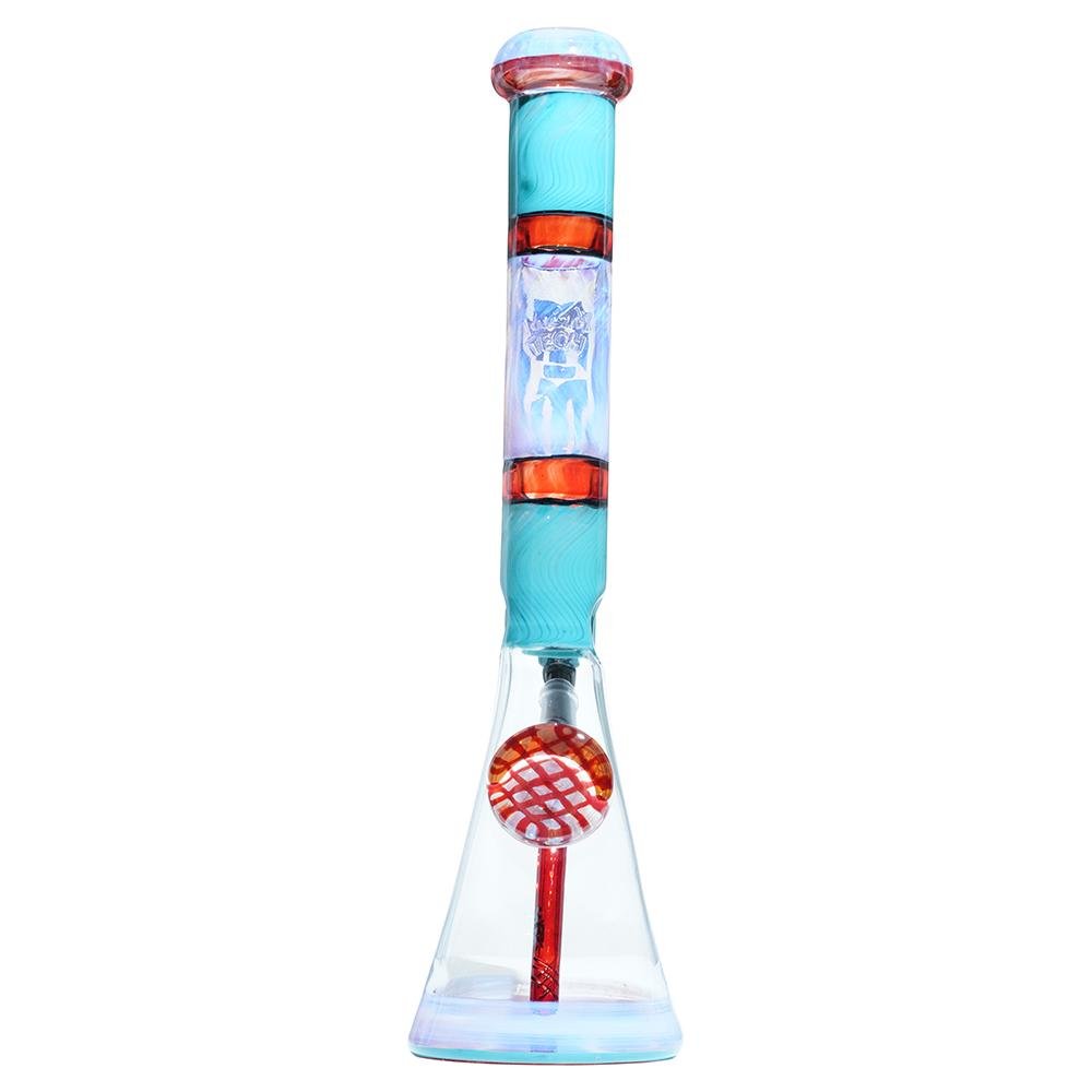Baby Blue & Orange Heady Beaker M&M tech - M&M Tech Glass
