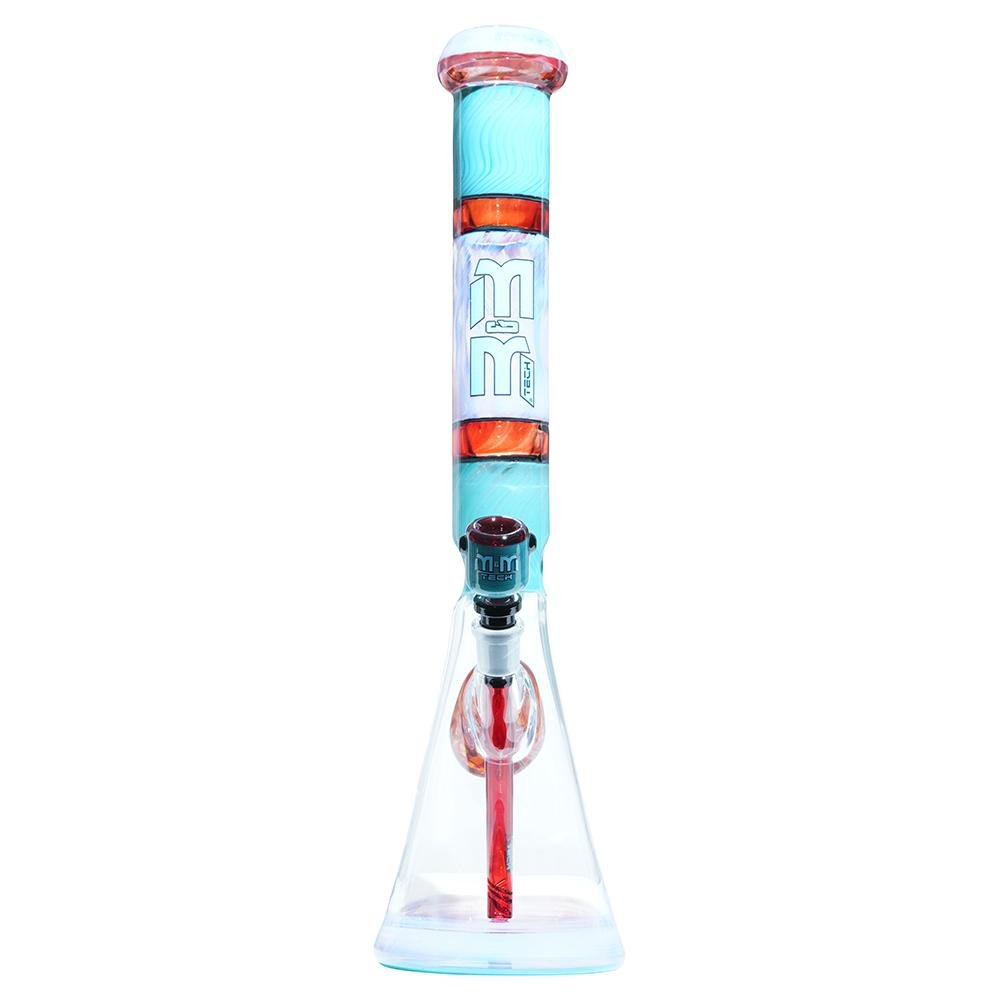 Baby Blue & Orange Heady Beaker M&M tech - M&M Tech Glass