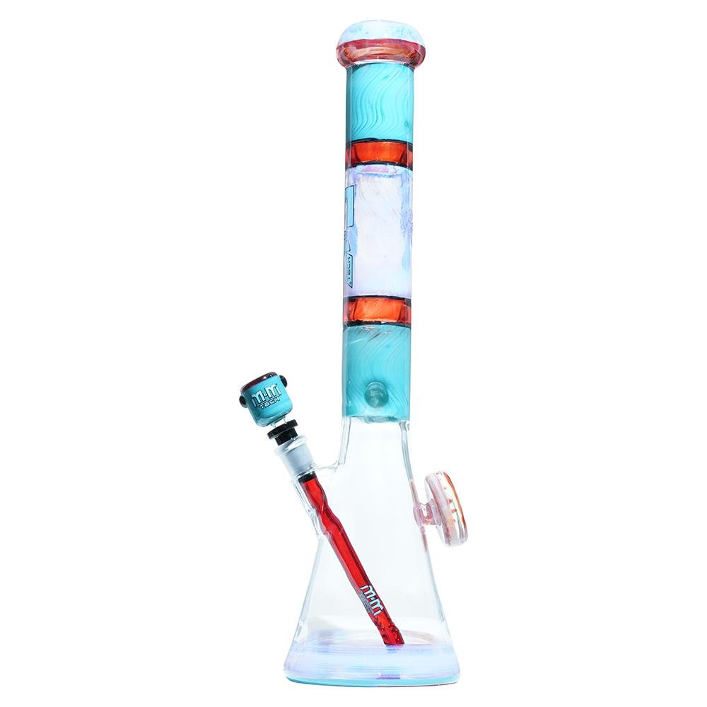 Baby Blue & Orange Heady Beaker M&M tech - M&M Tech Glass