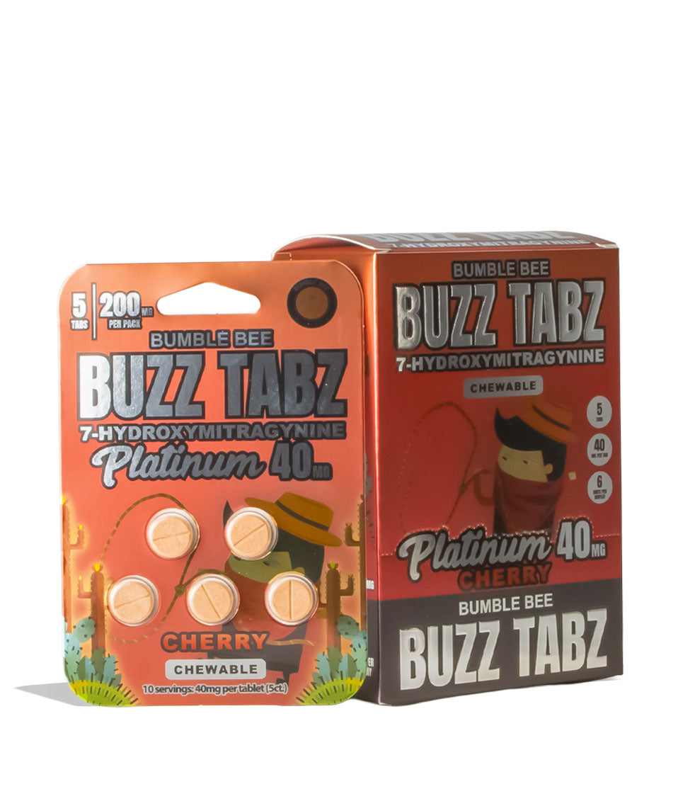 Bumble Bee Buzz Tabs 7-OH Platinum 5pk 40mg Chewables 6pk Front View on White Background