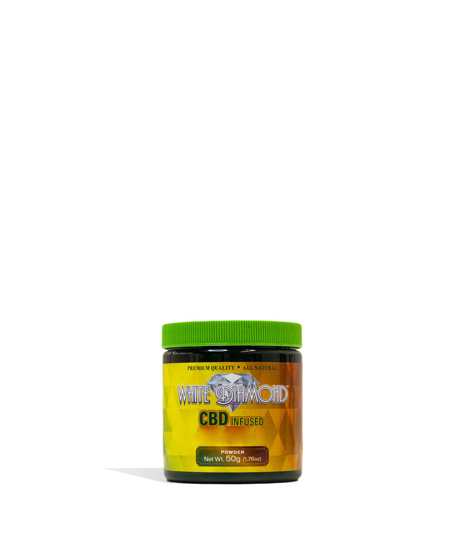 White Diamond 50g CBD Infused Supplement Powder Front view on White Background