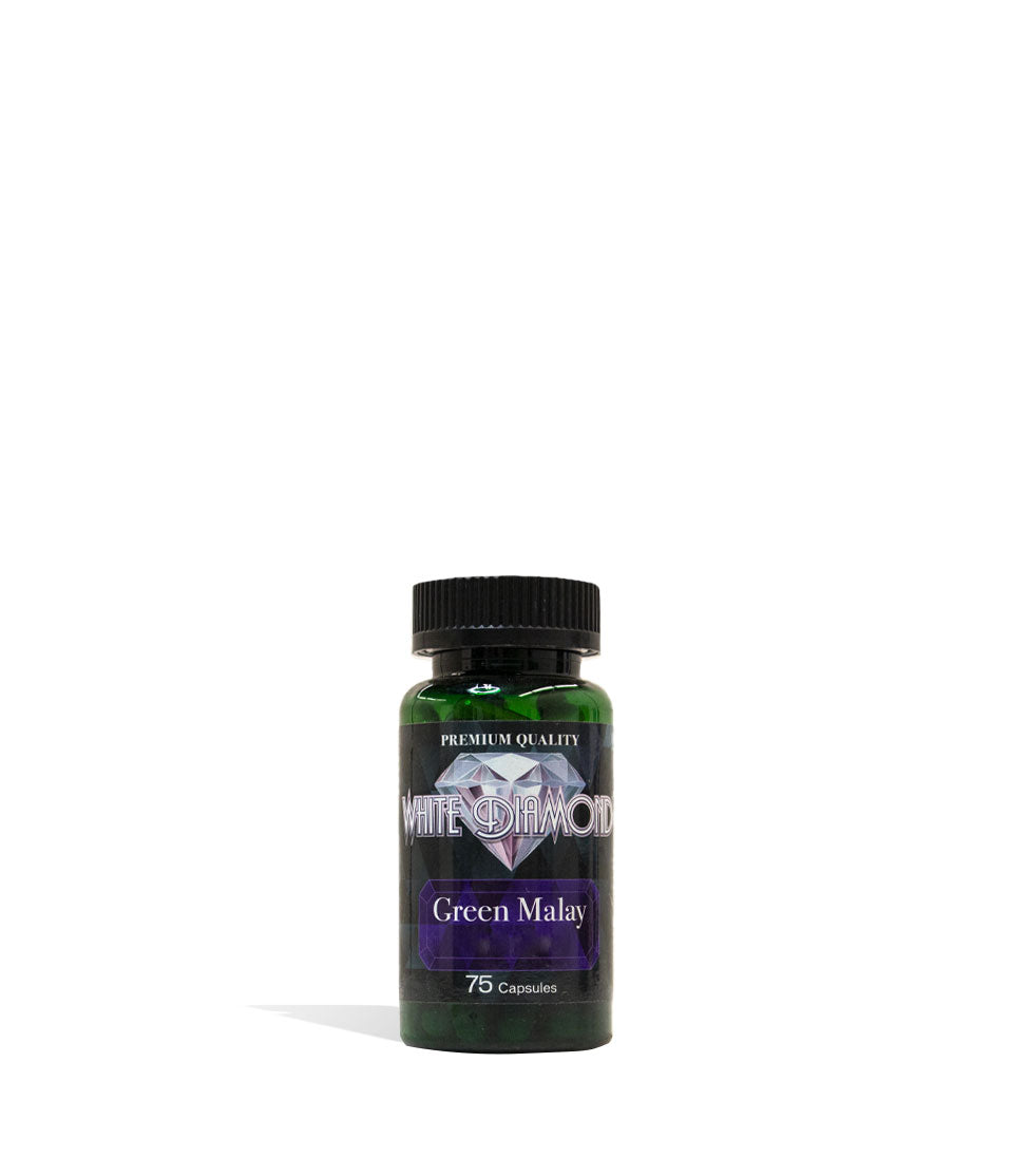 Green Malay White Diamond Supplement Capsules 75 Count Front View on White Background