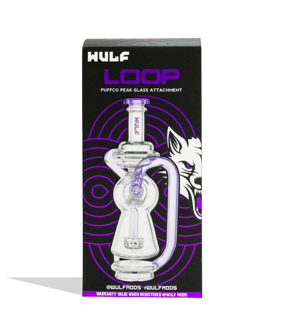 Purple Wulf Mods Loop Puffco Peak Top packaging on white background