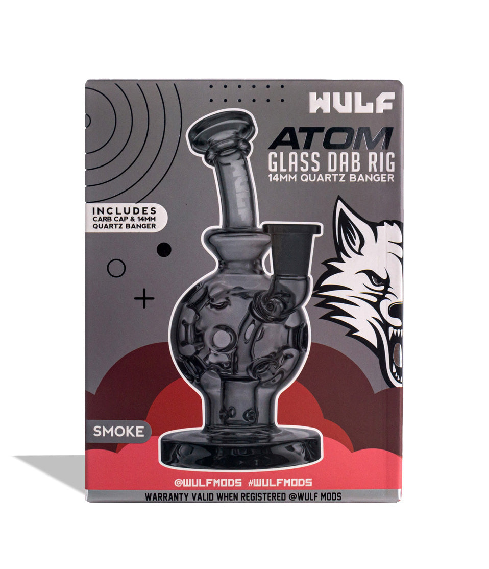 Smoke Wulf Mods Atom 14mm Dab Rig with Quartz Banger packaging on white background