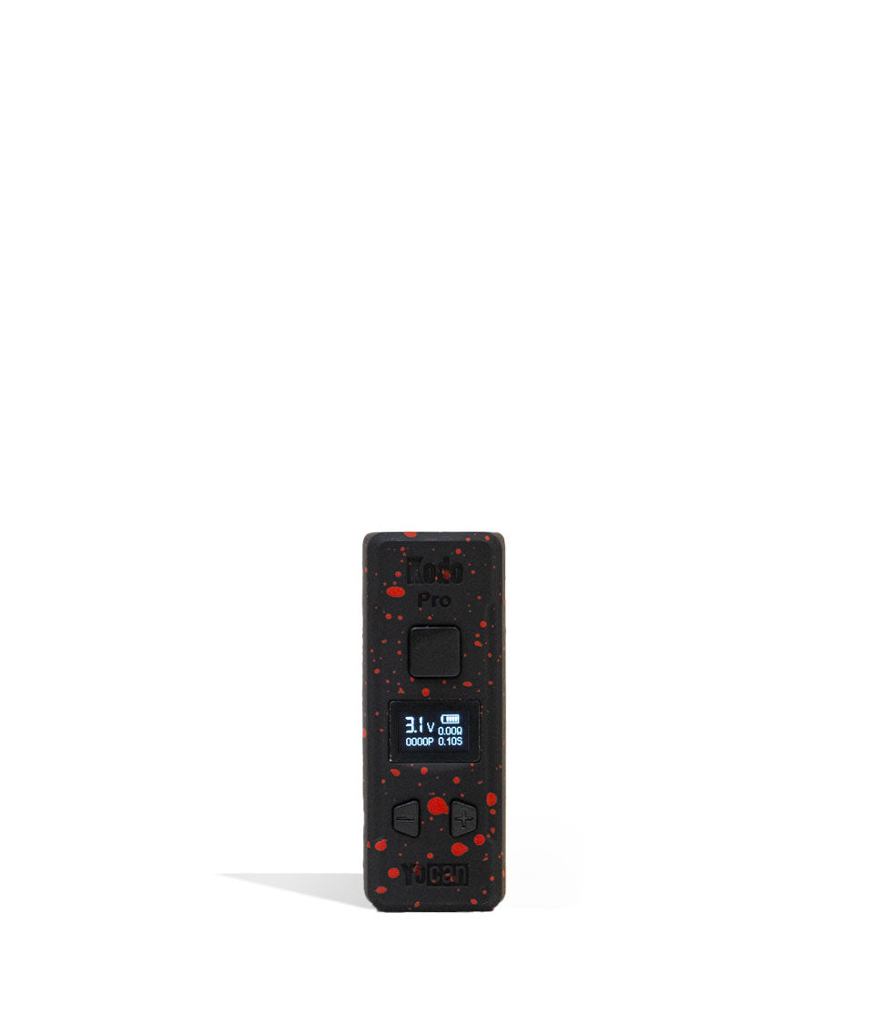 Black Red Spatter Wulf Mods KODO Pro Cartridge Vaporizer 9pk Front View on White Background