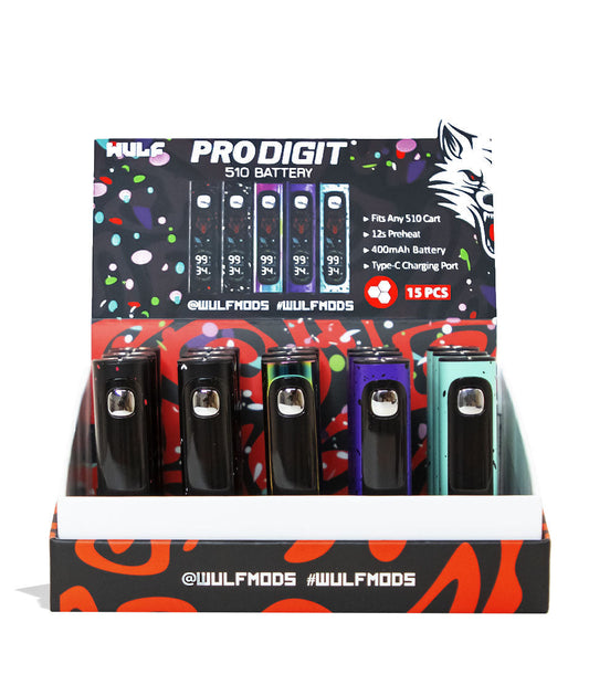 Wulf Mods Pro Digit Variable Voltage Battery 15pk Front View on White Background
