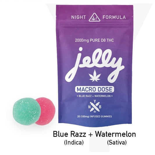 Jelly Macro D8 2000mg Gummies-Blue Razz+Watermelon