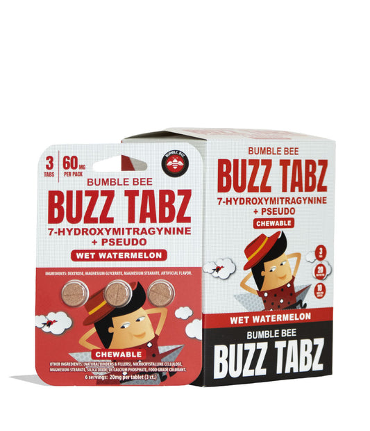 Bumble Bee Buzz Tabs Wet Watermelon 7-OH Pseudo 3pk 20mg Chewables 10pk Front View on White Background