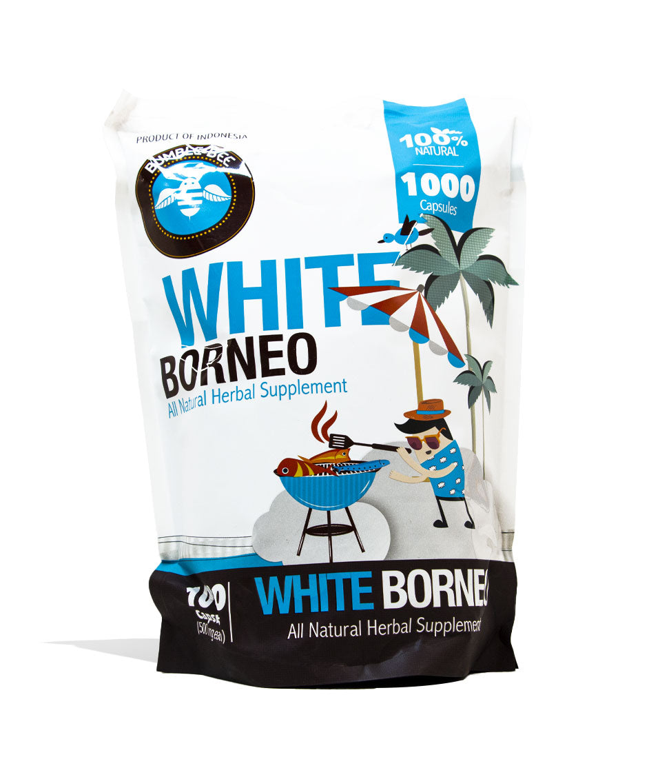 White Borneo Bumble Bee Supplement Capsule Bag 1000ct Front view on White Background