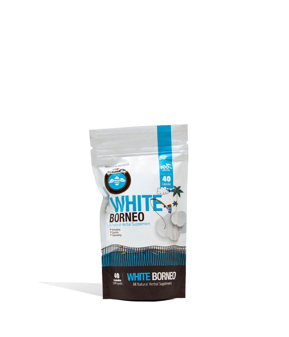 White Borneo Bumble Bee Supplement Capsule Bag 40ct Front view on White Background