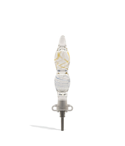 Clear 10mm Titanium Tipped Honey Straw with Colored Work and Clip on white background