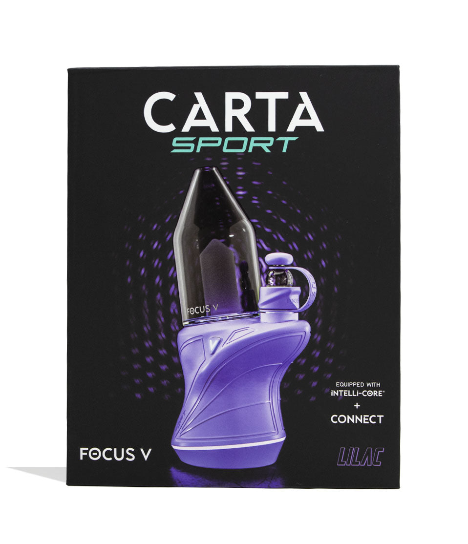 Lilac Focus V Carta Sport Concentrate Vaporizer Packaging Front View on White Background