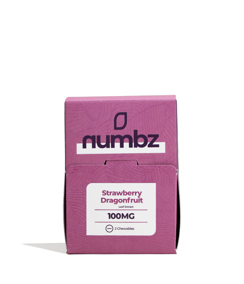 Strawberry Dragonfruit Numbz 7-OH + MIT Chewable Tablets 100mg 20pk Front View on White Background