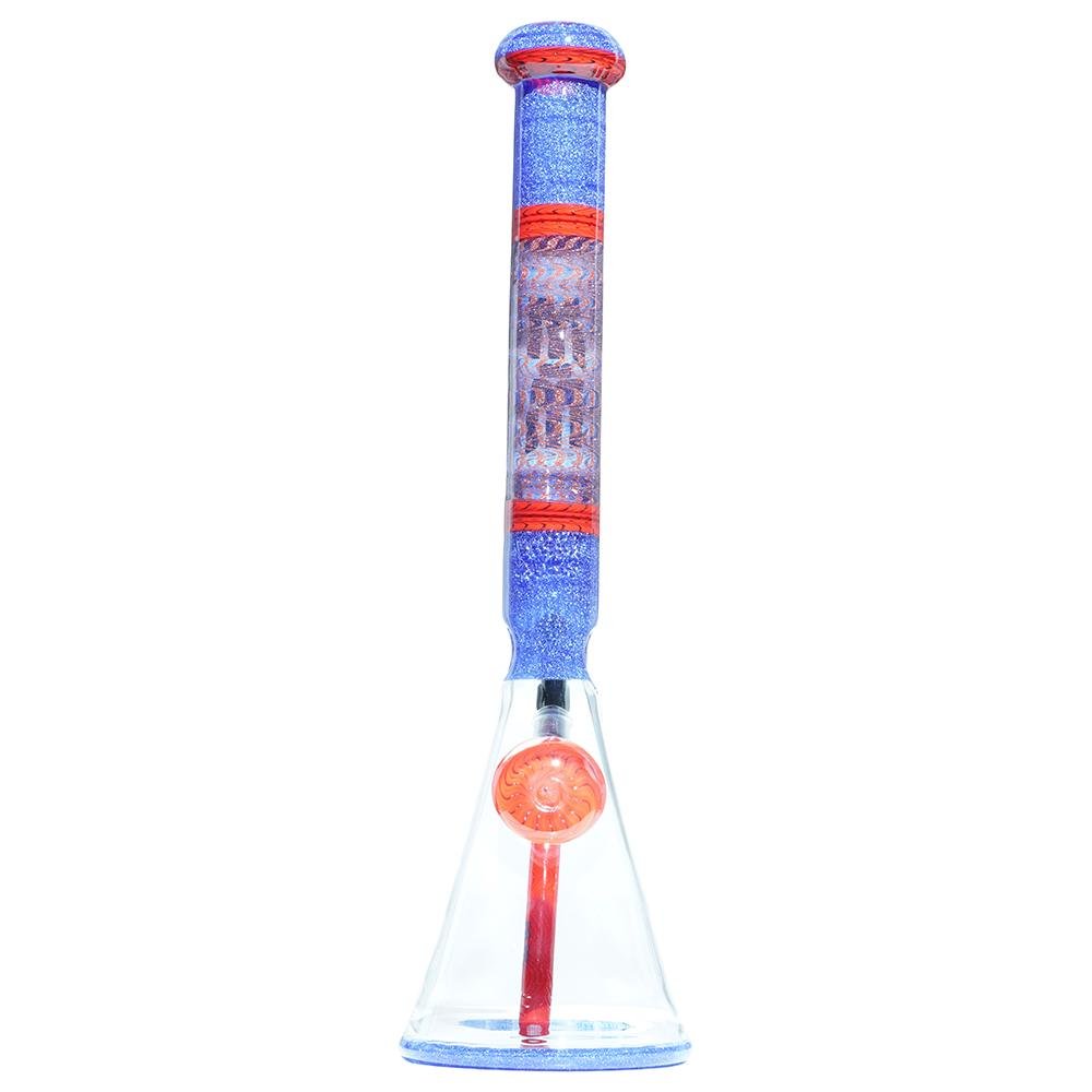 Purple & Orange Heady Beaker M&M tech - M&M Tech Glass