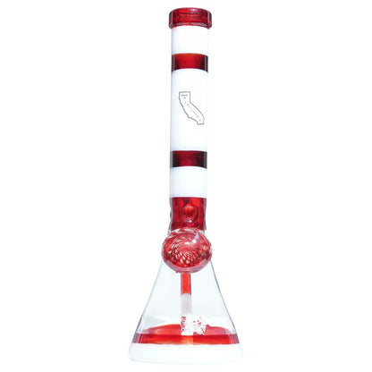 Red & White Heady Beaker M&M tech - M&M Tech Glass
