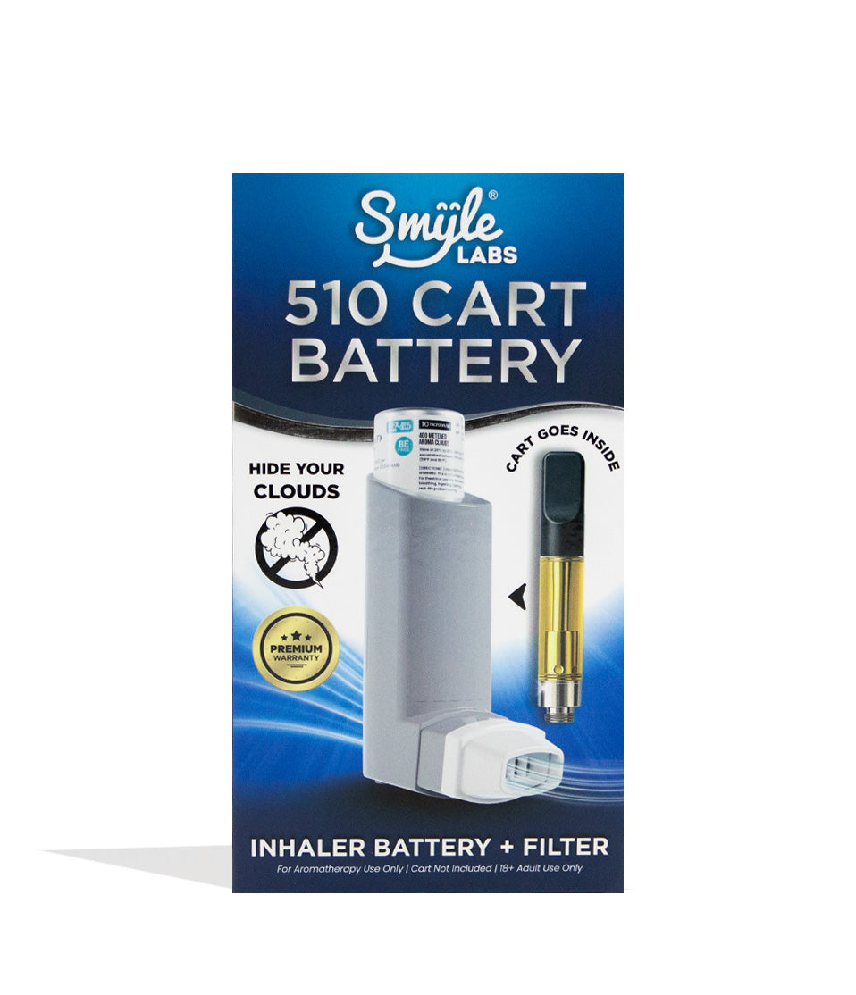 Grey Smyle Inhaler 510 Battery and Cloud Filters Packaging Front View on White Background