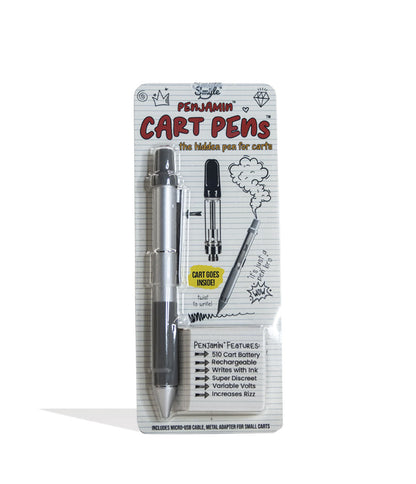Silver Smyle Penjamin Cart Pen Variable Voltage Battery Packaging Front View on White Background