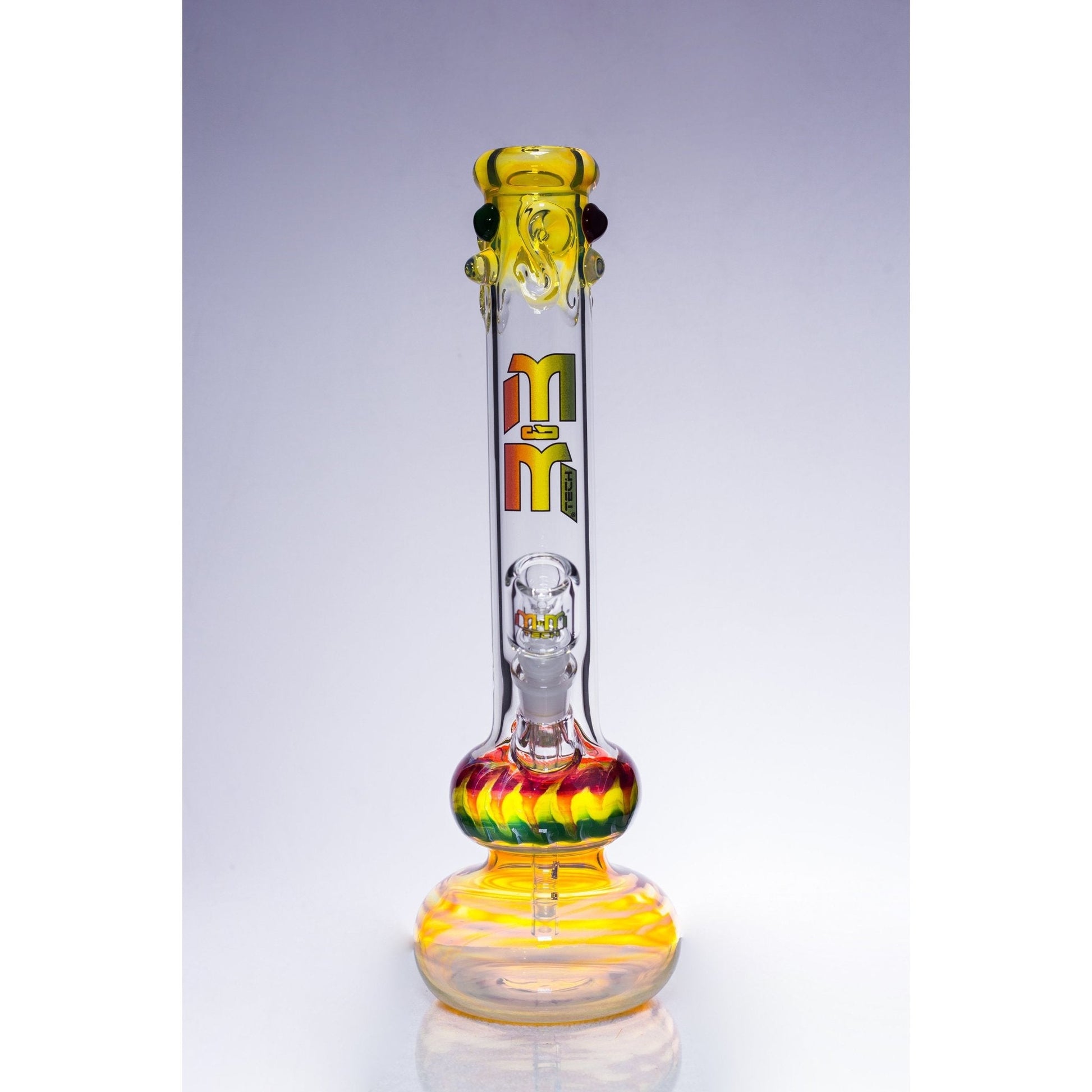 Waterpipe Color Fumed Double Bubble Beaker by M&M Tech - M&M Tech Glass
