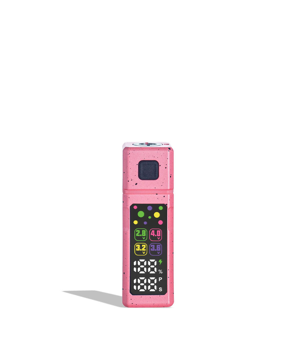 Pink Black Spatter Wulf Mods Grid 510 Variable Voltage Battery on white background