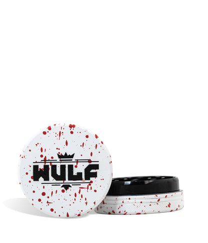 White and Red Wulf Mods 2pc 65mm Spatter Grinder on white background