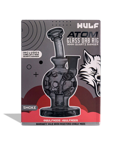 Smoke Wulf Mods Atom 14mm Dab Rig with Quartz Banger packaging on white background