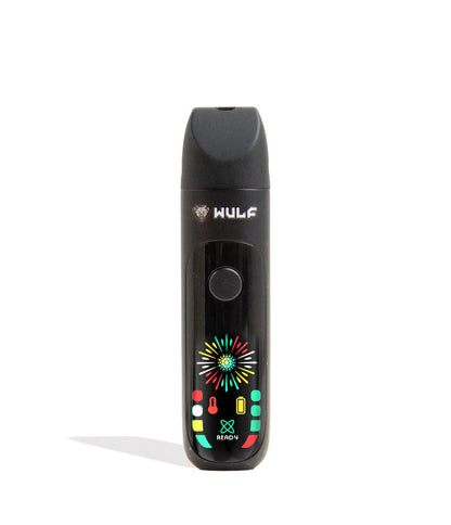Black-Red Spatter Wulf Mods Budr Portable Concentrate Vaporizer Front View on White Background