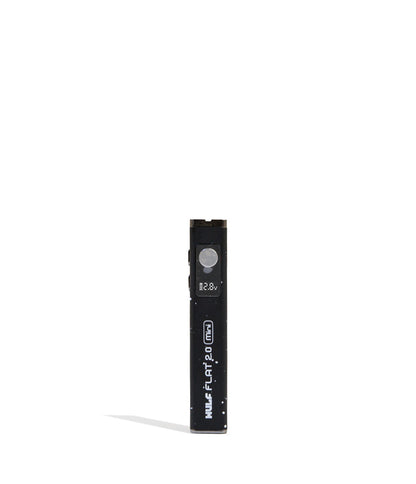 Black White Spatter Wulf Mods Flat Mini 2.0 Variable Voltage Battery 9pk Front View on White Background