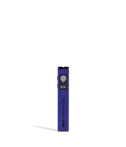 Purple Black Spatter Wulf Mods Flat Mini 2.0 Variable Voltage Battery 9pk Front View on White Background