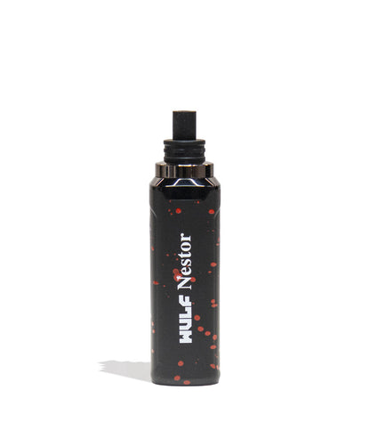 Black Red Spatter Wulf Mods Nestor Portable Concentrate Vaporizer Back View on White Background
