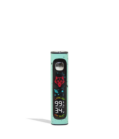 Teal Black Spatter Wulf Mods Pro Digit Variable Voltage Battery 15pk Front View on White Background